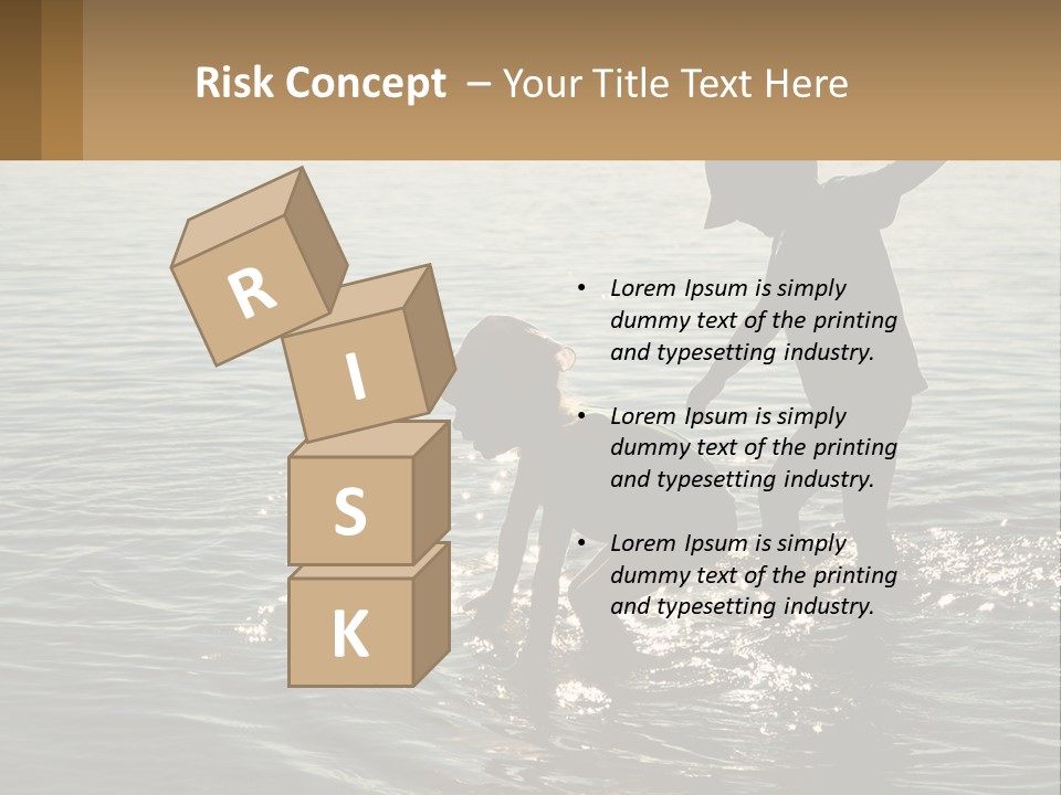 Two Children Playing In A Body Of Water PowerPoint Template