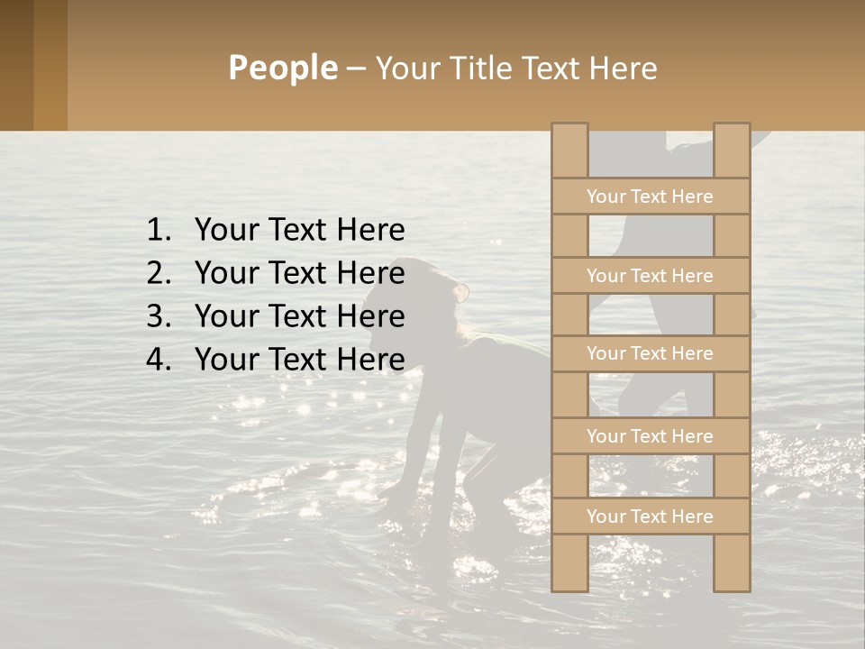 Two Children Playing In A Body Of Water PowerPoint Template