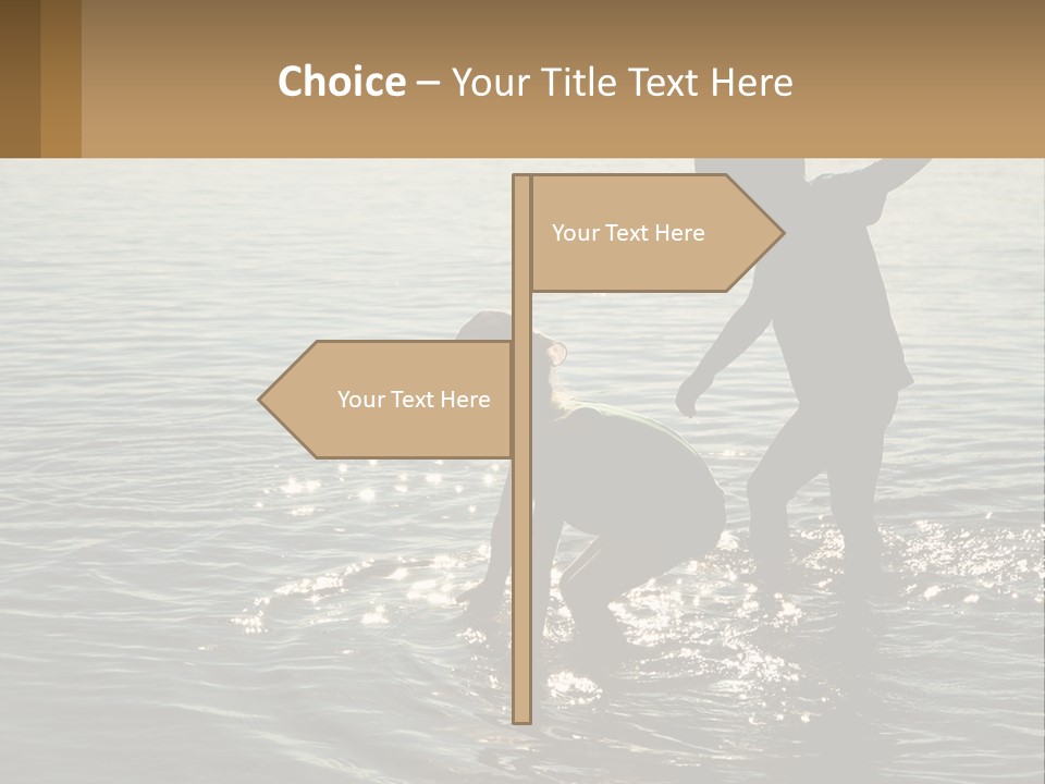 Two Children Playing In A Body Of Water PowerPoint Template