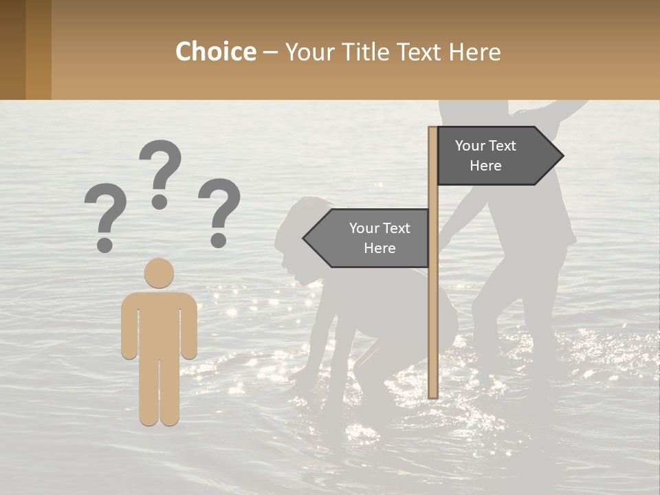 Two Children Playing In A Body Of Water PowerPoint Template