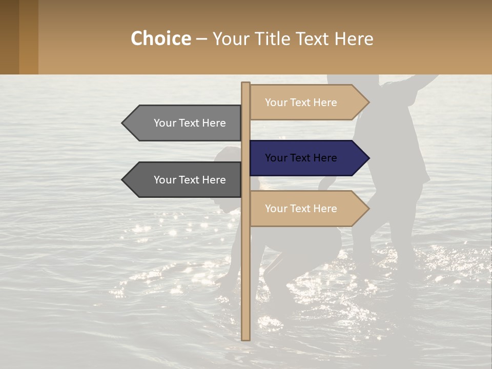 Two Children Playing In A Body Of Water PowerPoint Template