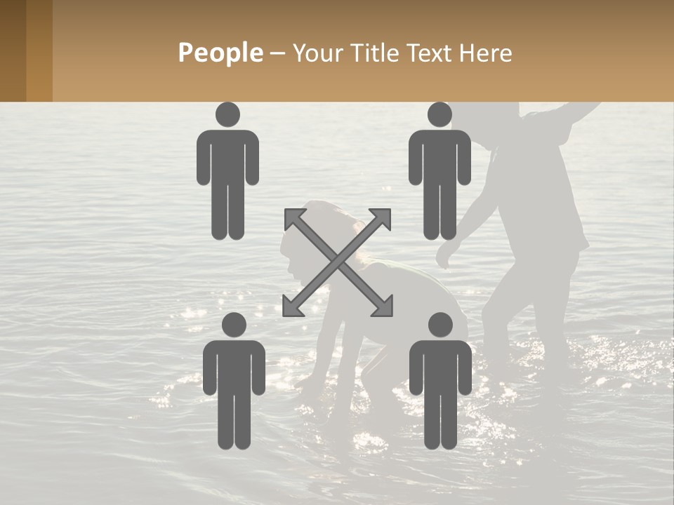 Two Children Playing In A Body Of Water PowerPoint Template