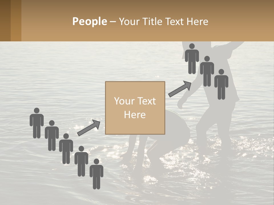 Two Children Playing In A Body Of Water PowerPoint Template