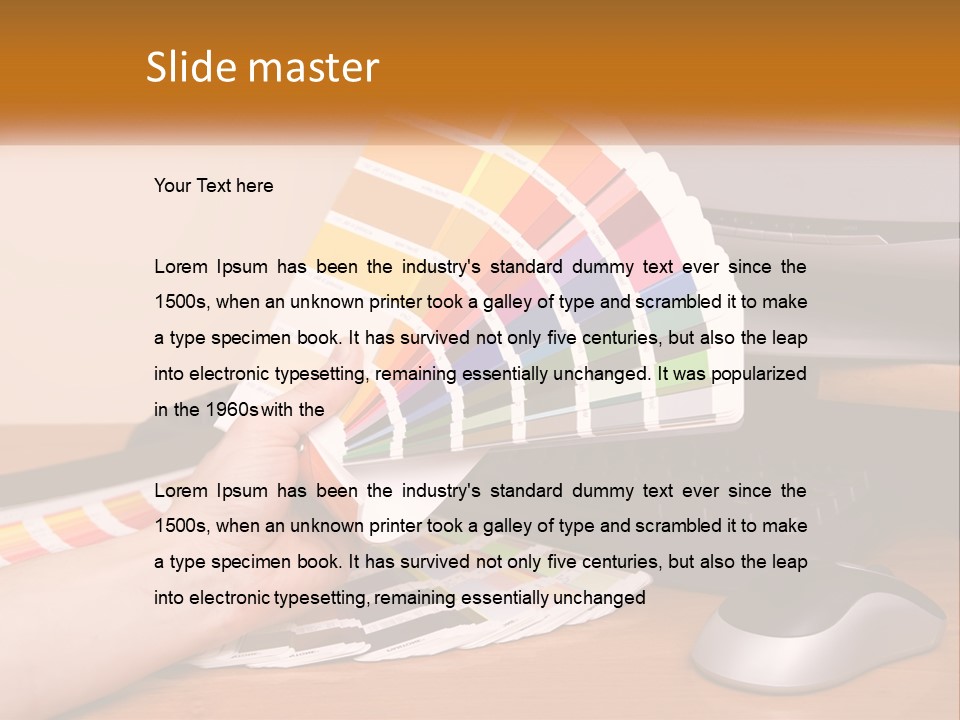 A Person Holding A Color Swater Over A Computer Screen PowerPoint Template