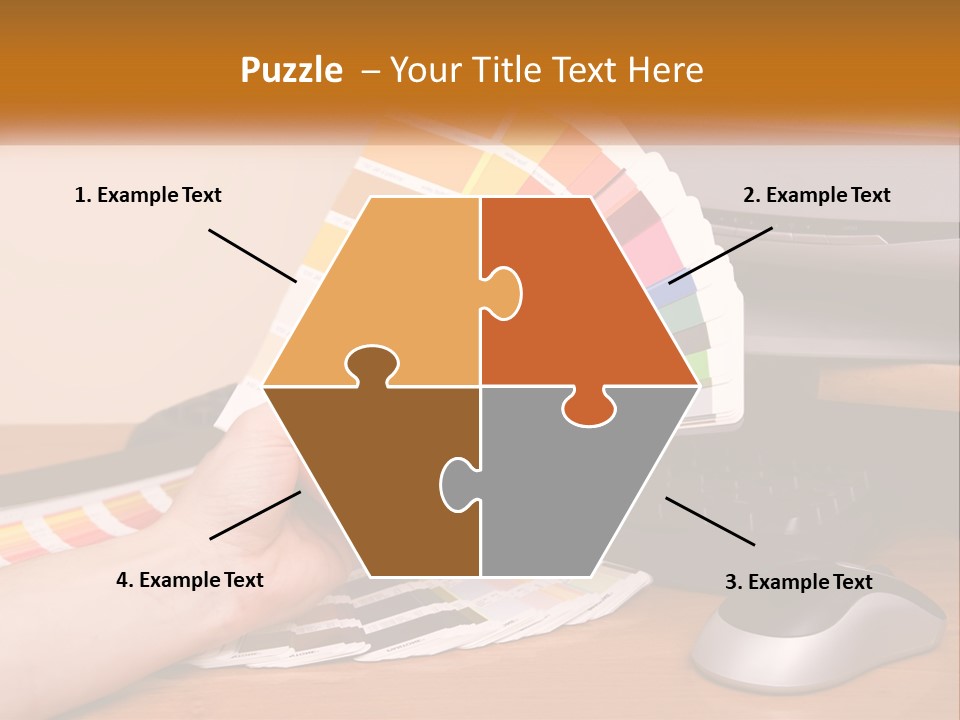 A Person Holding A Color Swater Over A Computer Screen PowerPoint Template