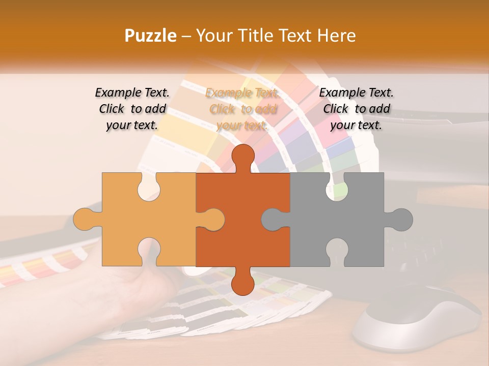 A Person Holding A Color Swater Over A Computer Screen PowerPoint Template