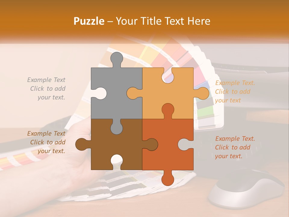 A Person Holding A Color Swater Over A Computer Screen PowerPoint Template