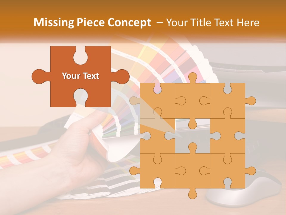 A Person Holding A Color Swater Over A Computer Screen PowerPoint Template