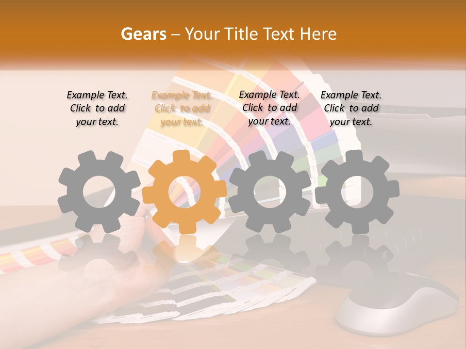 A Person Holding A Color Swater Over A Computer Screen PowerPoint Template