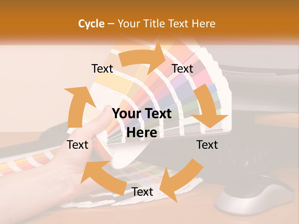 A Person Holding A Color Swater Over A Computer Screen PowerPoint Template