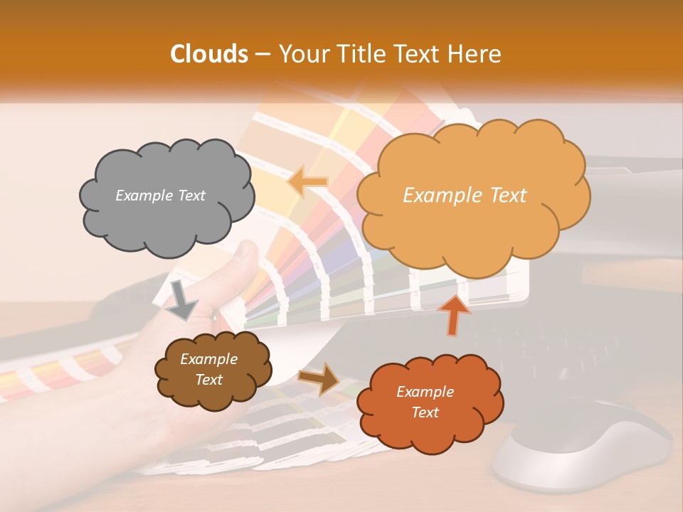 A Person Holding A Color Swater Over A Computer Screen PowerPoint Template
