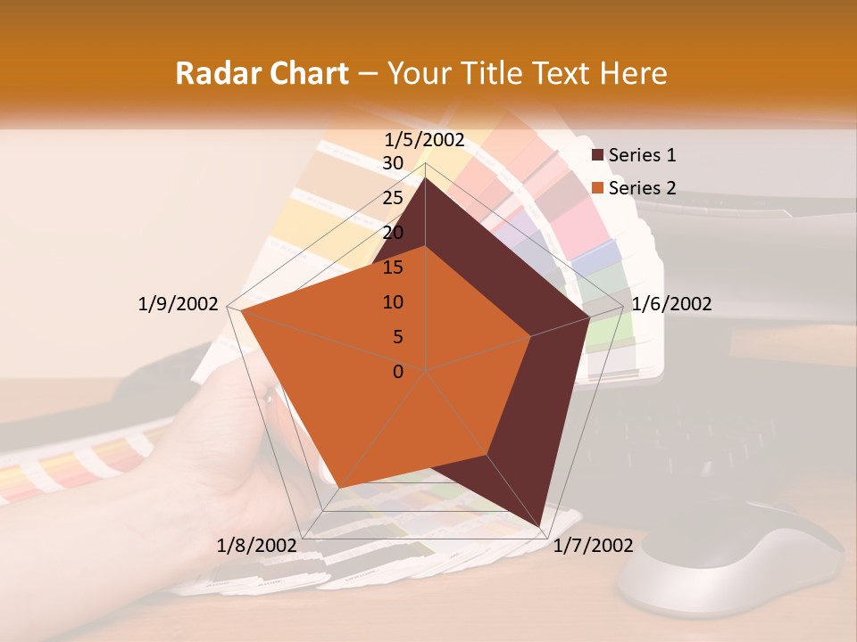 A Person Holding A Color Swater Over A Computer Screen PowerPoint Template