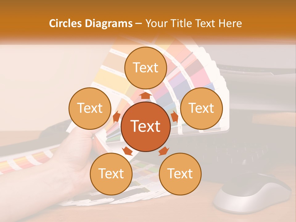 A Person Holding A Color Swater Over A Computer Screen PowerPoint Template