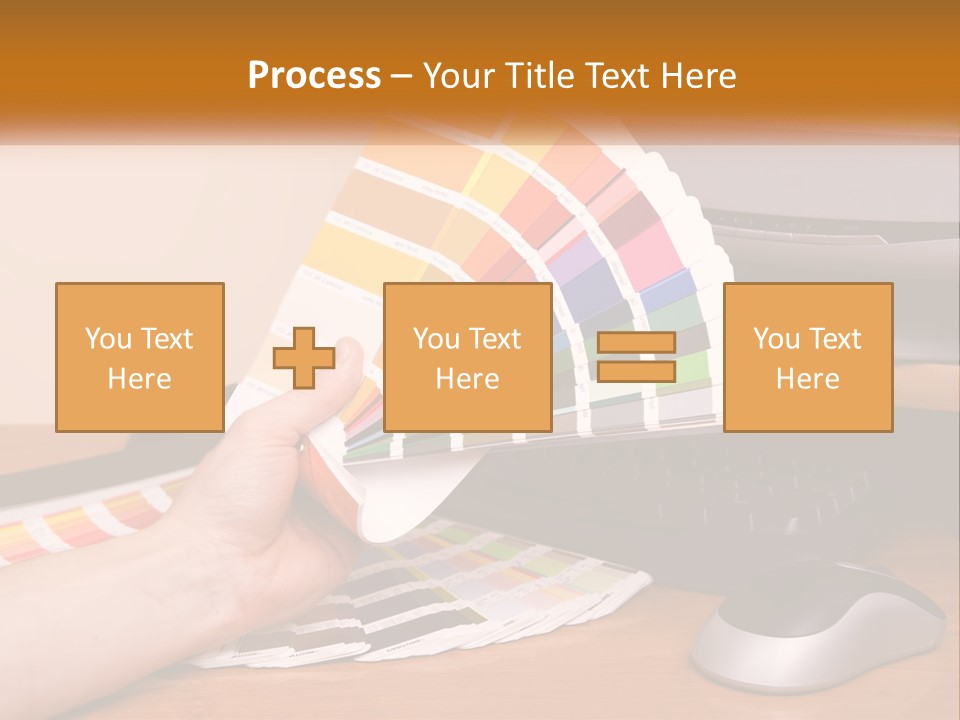 A Person Holding A Color Swater Over A Computer Screen PowerPoint Template