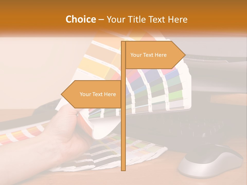 A Person Holding A Color Swater Over A Computer Screen PowerPoint Template
