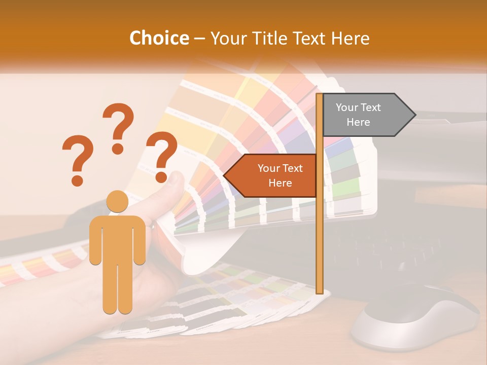 A Person Holding A Color Swater Over A Computer Screen PowerPoint Template
