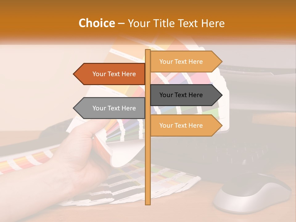 A Person Holding A Color Swater Over A Computer Screen PowerPoint Template