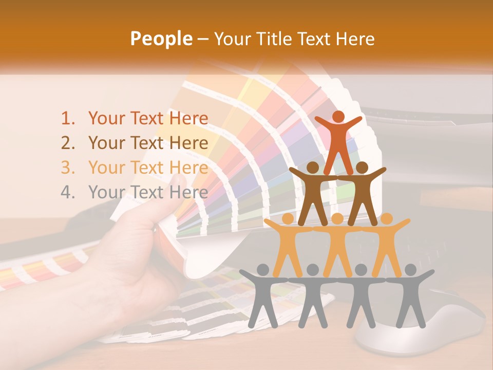 A Person Holding A Color Swater Over A Computer Screen PowerPoint Template