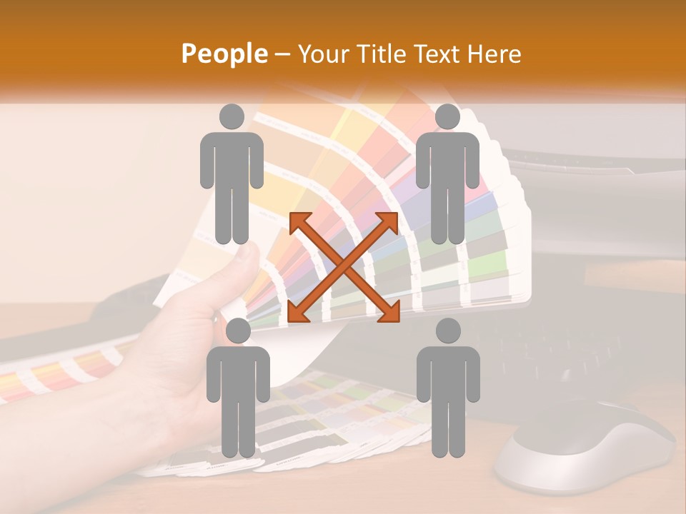 A Person Holding A Color Swater Over A Computer Screen PowerPoint Template