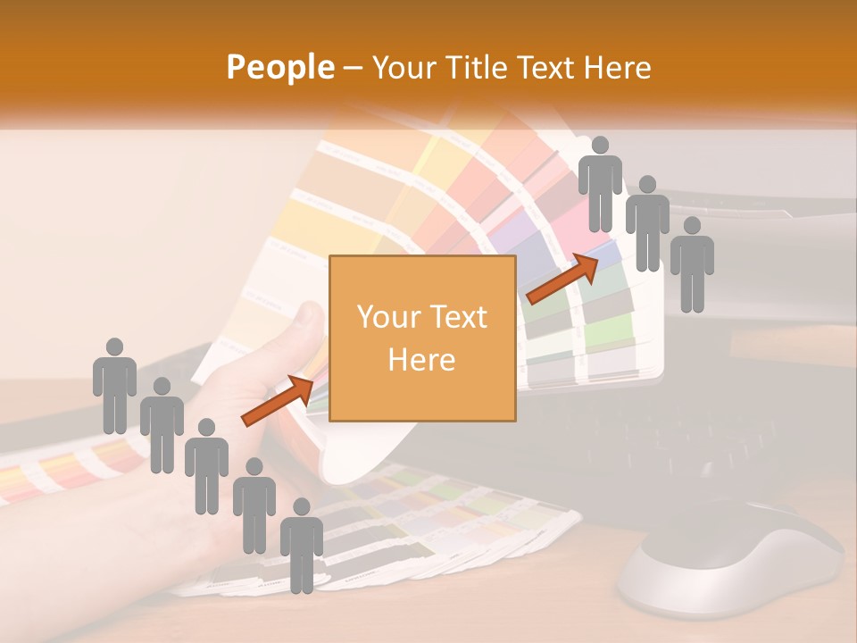 A Person Holding A Color Swater Over A Computer Screen PowerPoint Template