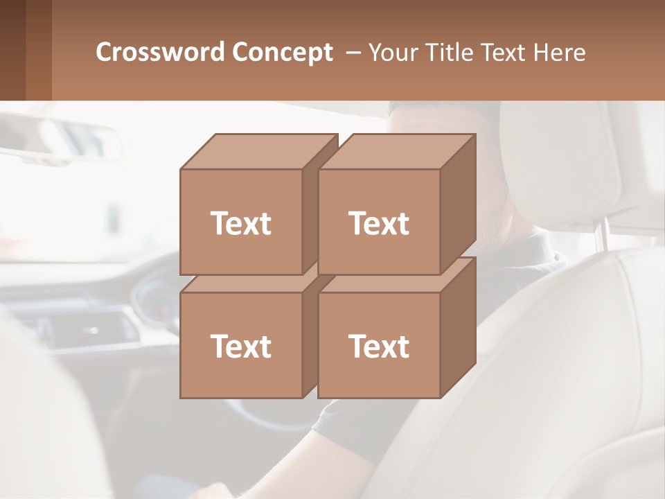 A Man Sitting In A Car With A Steering Wheel PowerPoint Template