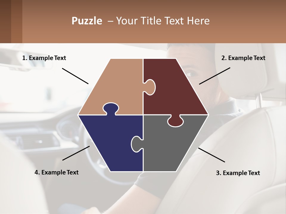 A Man Sitting In A Car With A Steering Wheel PowerPoint Template