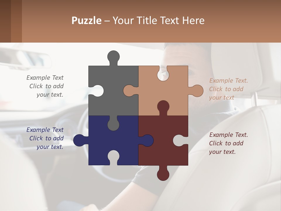 A Man Sitting In A Car With A Steering Wheel PowerPoint Template