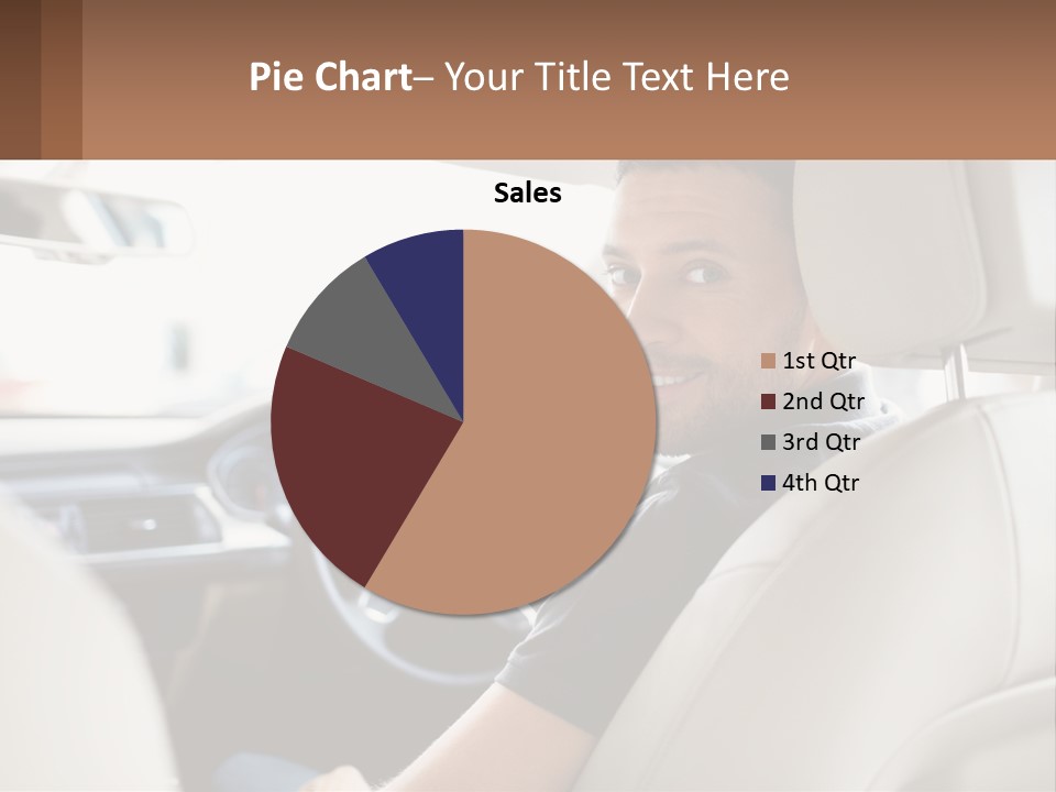 A Man Sitting In A Car With A Steering Wheel PowerPoint Template