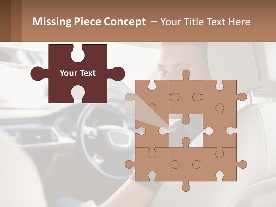 A Man Sitting In A Car With A Steering Wheel PowerPoint Template