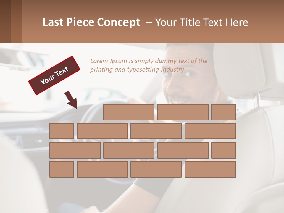 A Man Sitting In A Car With A Steering Wheel PowerPoint Template