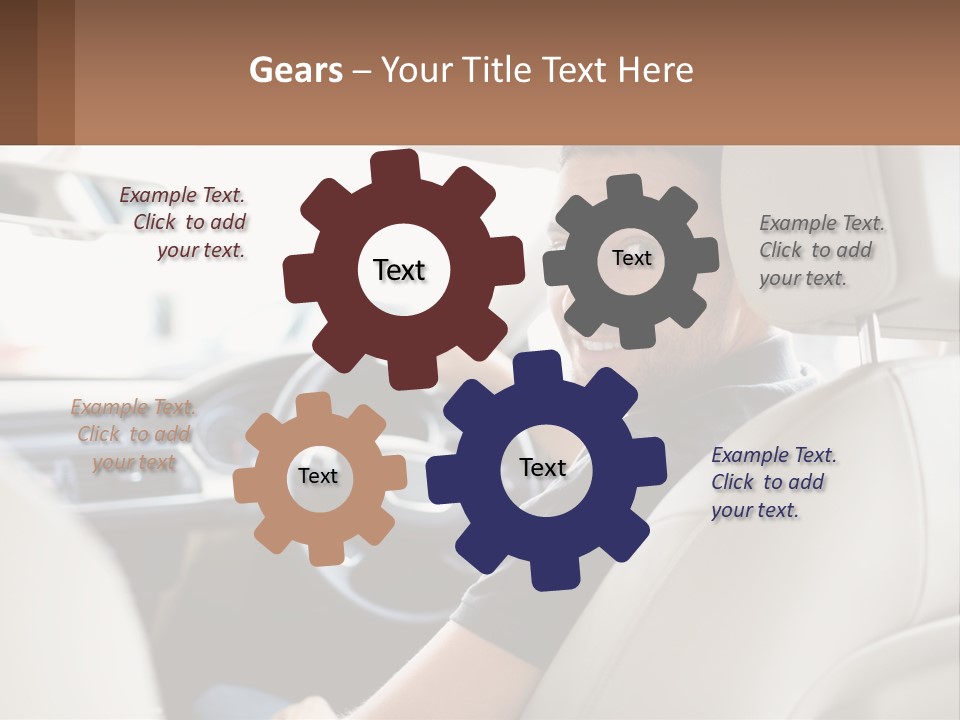 A Man Sitting In A Car With A Steering Wheel PowerPoint Template
