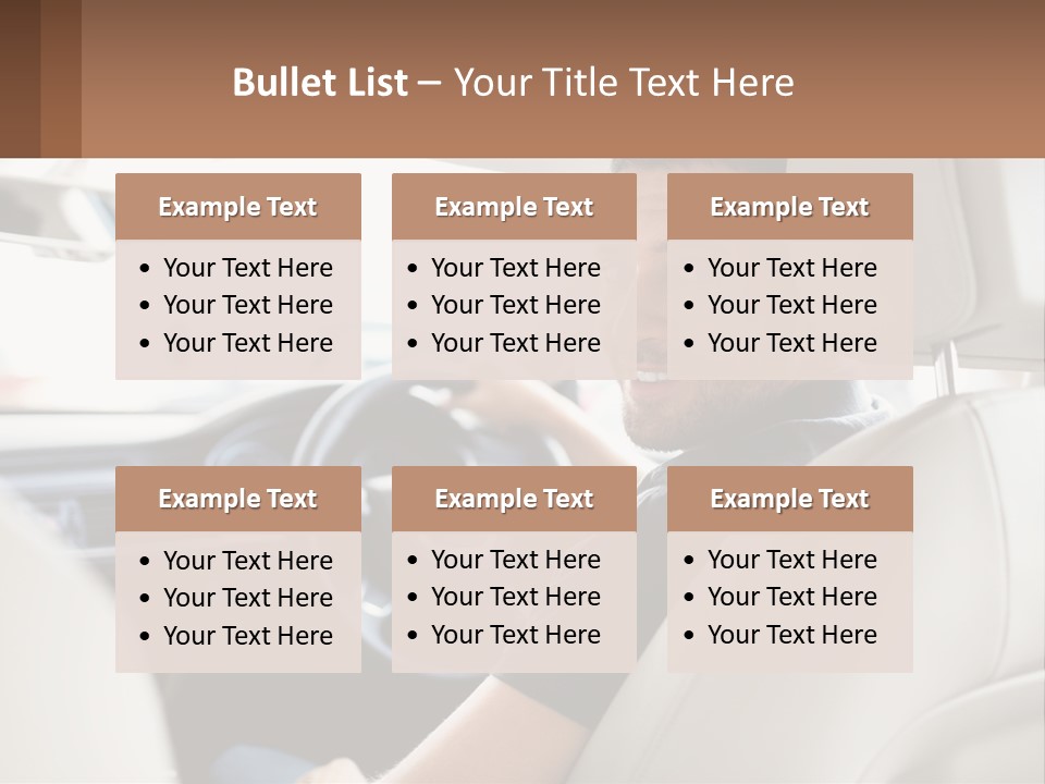 A Man Sitting In A Car With A Steering Wheel PowerPoint Template