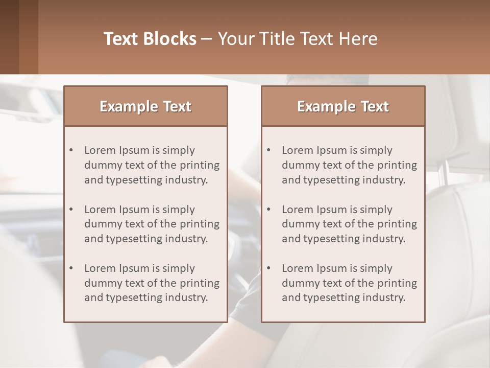 A Man Sitting In A Car With A Steering Wheel PowerPoint Template
