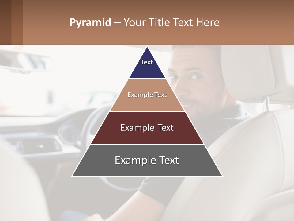 A Man Sitting In A Car With A Steering Wheel PowerPoint Template