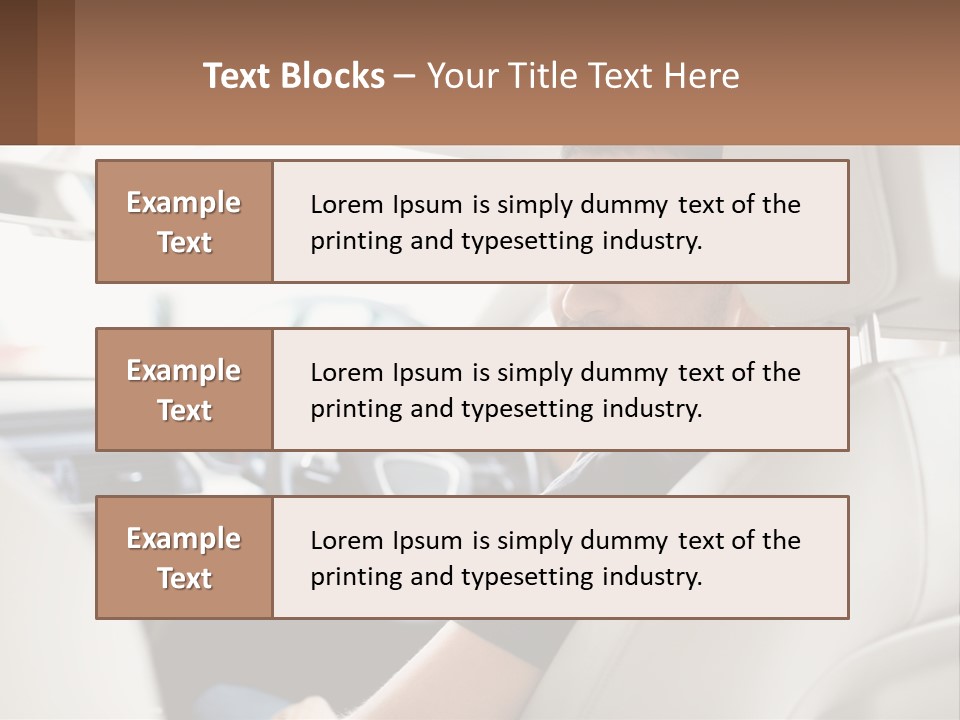 A Man Sitting In A Car With A Steering Wheel PowerPoint Template