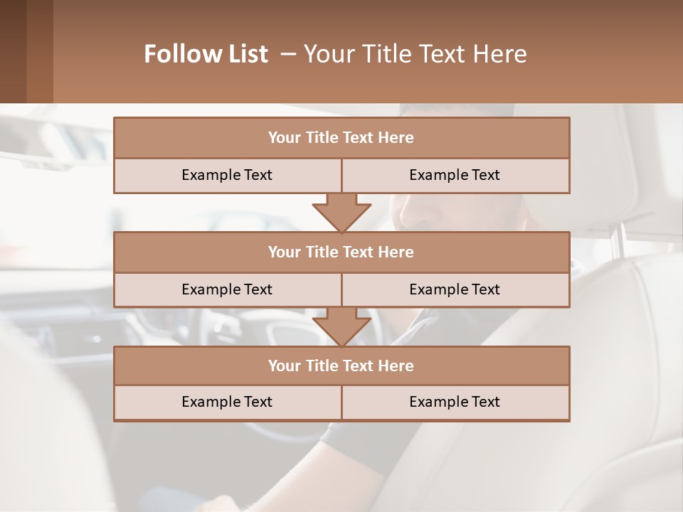 A Man Sitting In A Car With A Steering Wheel PowerPoint Template