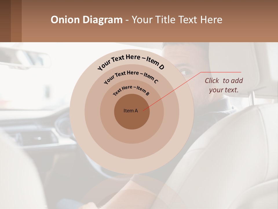 A Man Sitting In A Car With A Steering Wheel PowerPoint Template