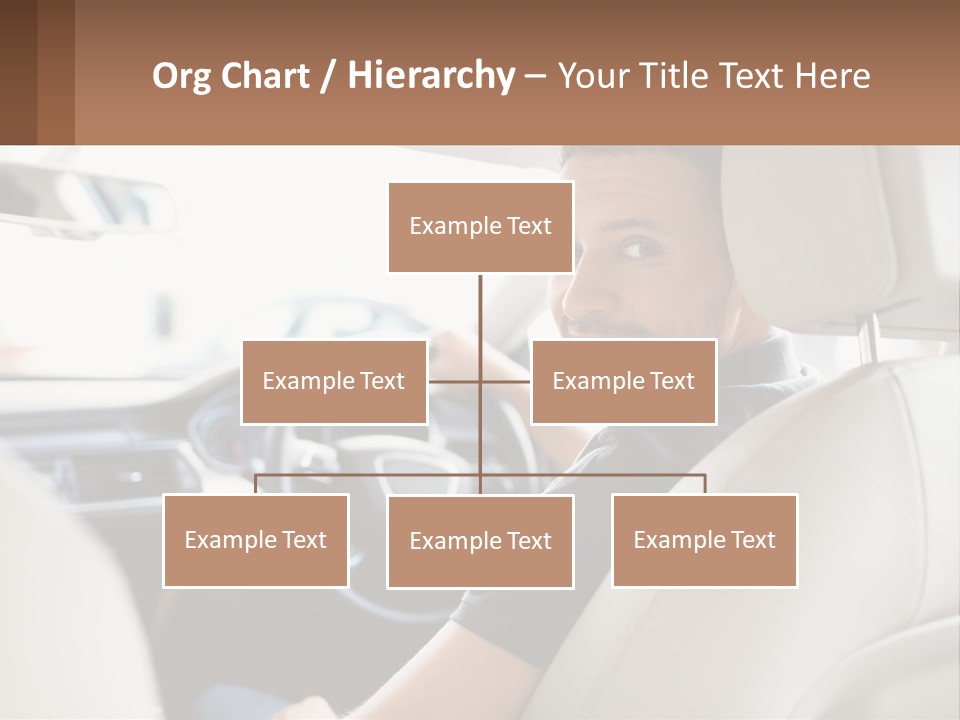 A Man Sitting In A Car With A Steering Wheel PowerPoint Template