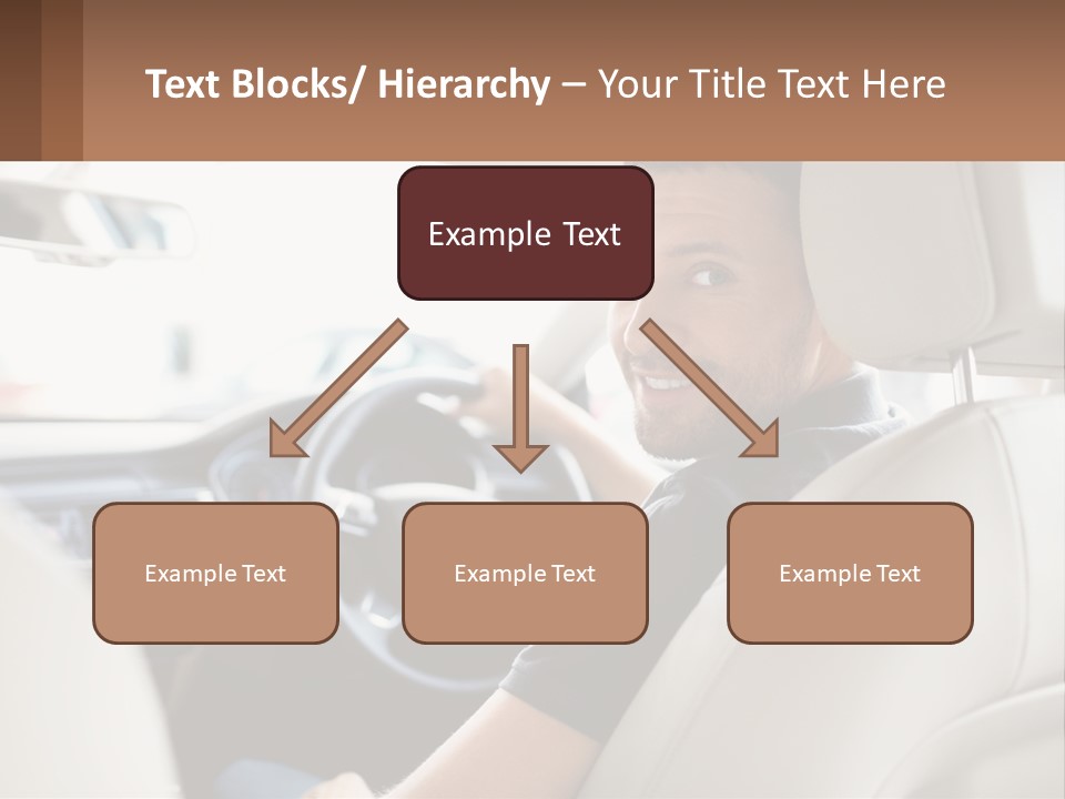 A Man Sitting In A Car With A Steering Wheel PowerPoint Template