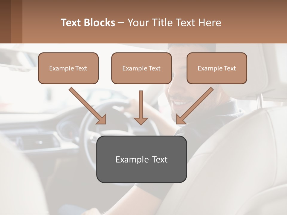 A Man Sitting In A Car With A Steering Wheel PowerPoint Template