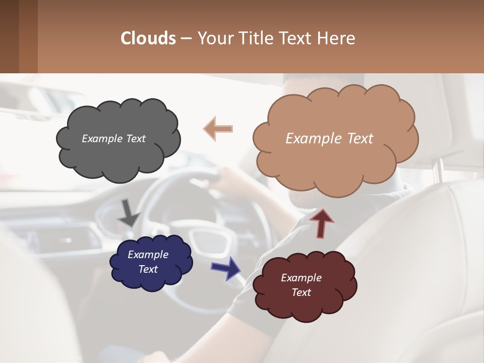 A Man Sitting In A Car With A Steering Wheel PowerPoint Template