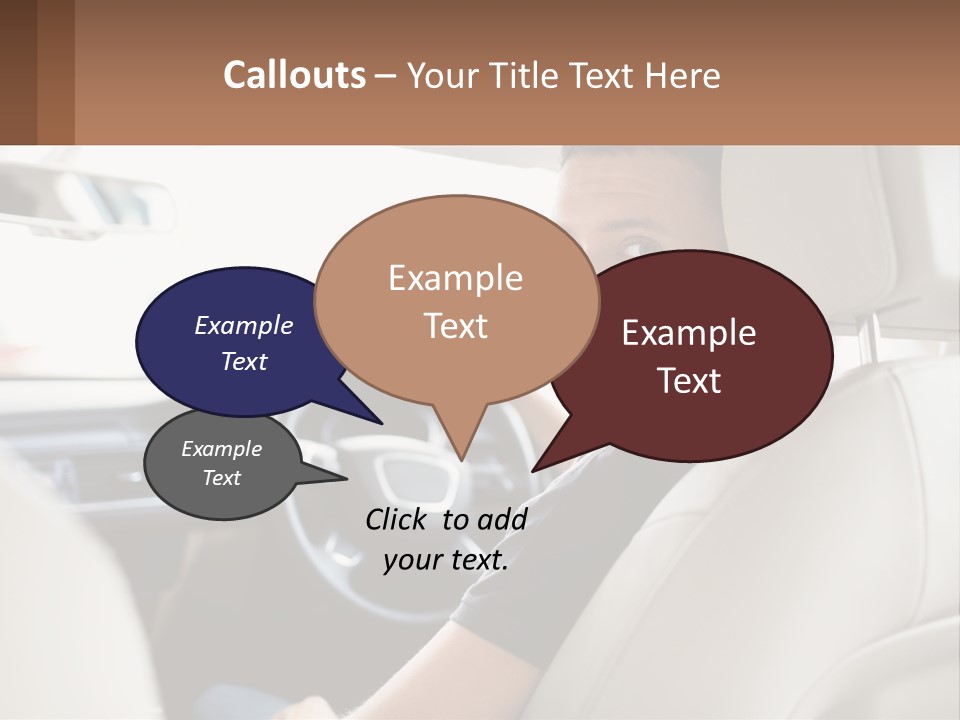 A Man Sitting In A Car With A Steering Wheel PowerPoint Template