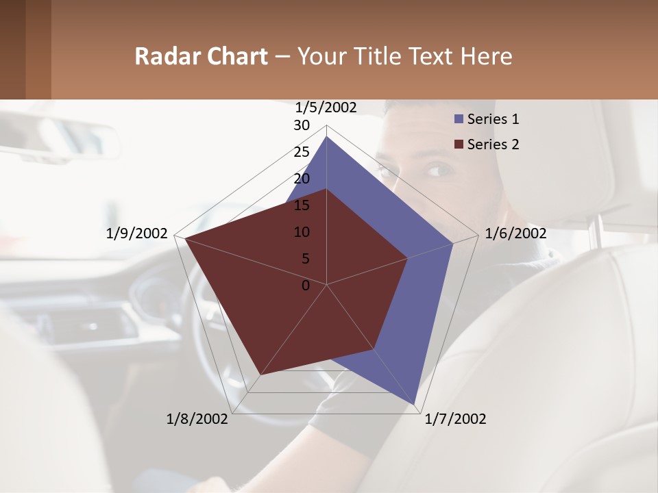 A Man Sitting In A Car With A Steering Wheel PowerPoint Template
