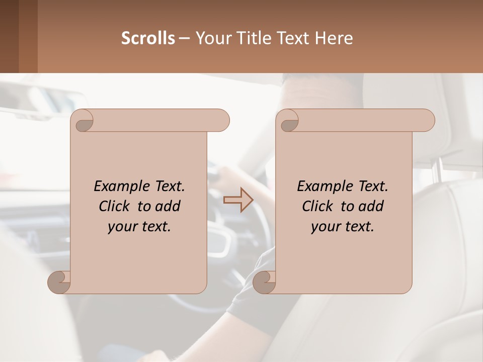A Man Sitting In A Car With A Steering Wheel PowerPoint Template