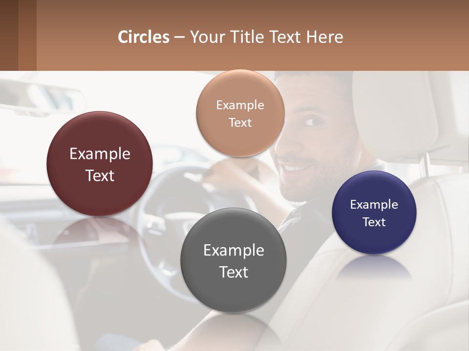A Man Sitting In A Car With A Steering Wheel PowerPoint Template