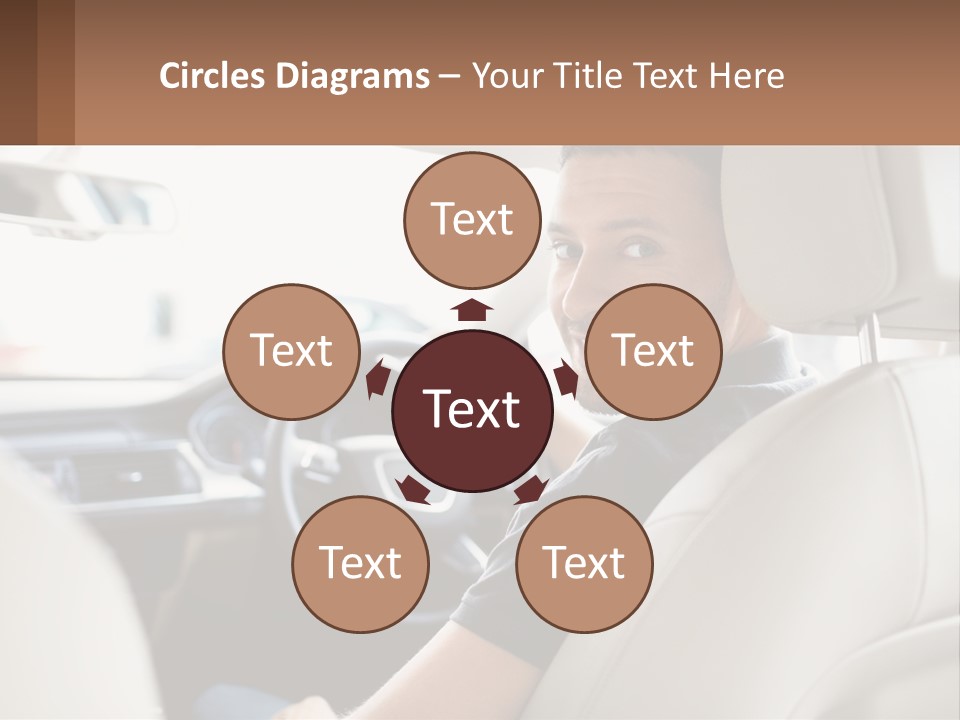 A Man Sitting In A Car With A Steering Wheel PowerPoint Template