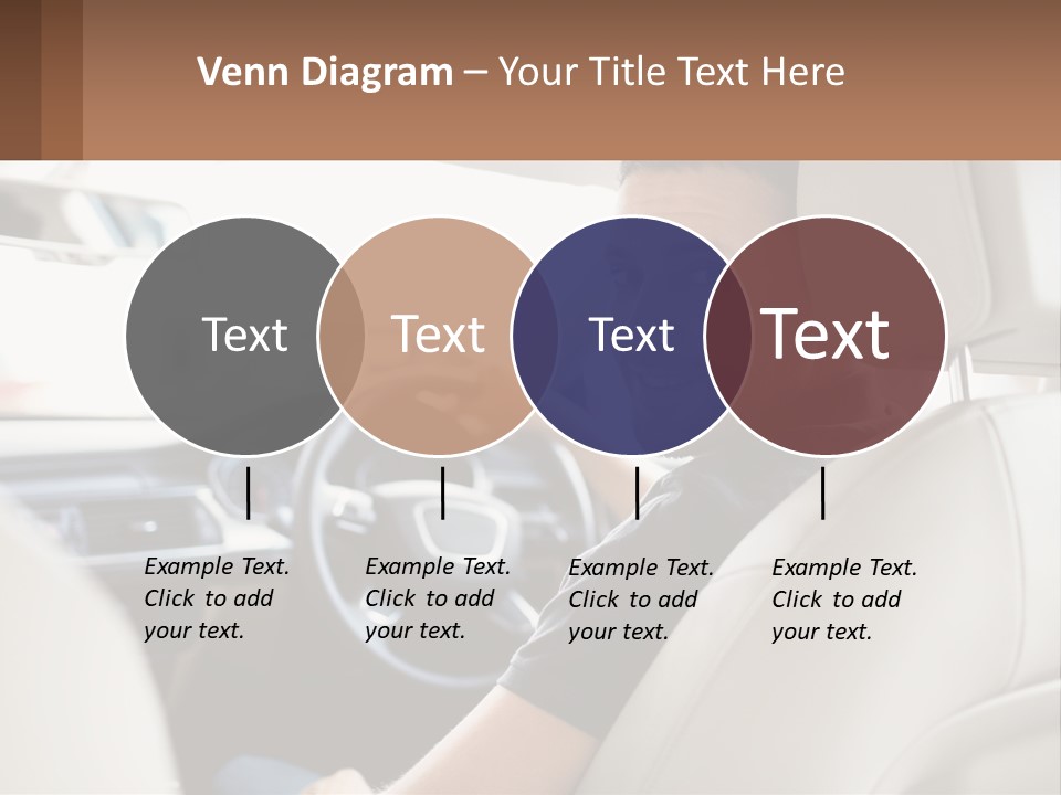 A Man Sitting In A Car With A Steering Wheel PowerPoint Template