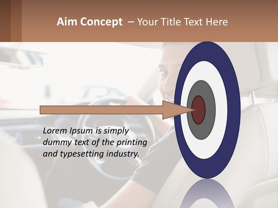 A Man Sitting In A Car With A Steering Wheel PowerPoint Template
