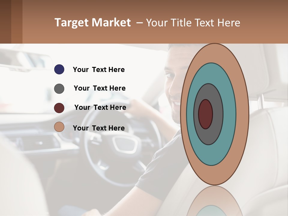 A Man Sitting In A Car With A Steering Wheel PowerPoint Template