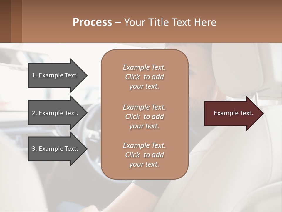 A Man Sitting In A Car With A Steering Wheel PowerPoint Template